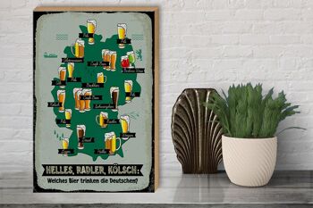 Panneau en bois alcool 30x40cm Quelle bière les Allemands boivent-ils carte panneau décoratif 3