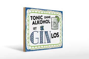 Panneau en bois alcool 40x30 cm Tonic sans alcool continue Gin panneau décoratif 1