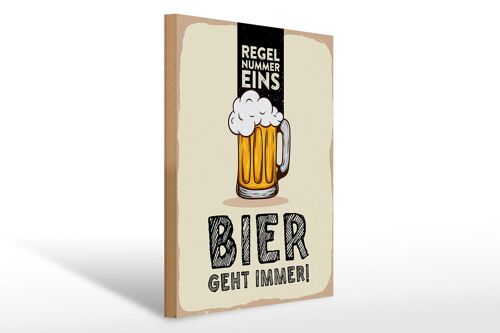 Holzschild Alkohol 30x40 cm Regel Nummer eins Bier geht immer Deko Schild