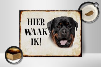 Panneau en bois avec inscription « Dutch Here Waak ik Rottweiler » 40 x 30 cm. 2