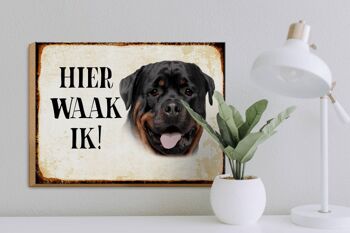 Panneau en bois avec inscription « Dutch Here Waak ik Rottweiler » 40 x 30 cm. 3