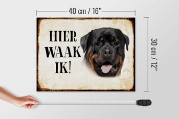 Panneau en bois avec inscription « Dutch Here Waak ik Rottweiler » 40 x 30 cm. 4