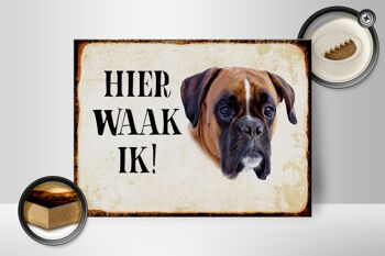 Panneau en bois avec inscription « Dutch Here Waak ik Boxer » 40x30 cm 2