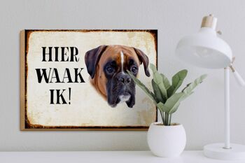 Panneau en bois avec inscription « Dutch Here Waak ik Boxer » 40x30 cm 3