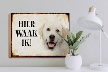 Panneau en bois disant 40x30 cm Dutch Here Waak ik panneau décoratif Labrador beige 3