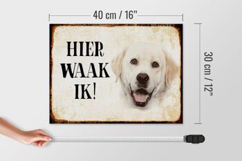 Panneau en bois disant 40x30 cm Dutch Here Waak ik panneau décoratif Labrador beige 4