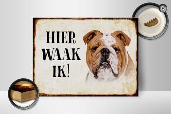 Panneau en bois avec inscription « Dutch Here Waak ik Bulldog » 40x30 cm 2