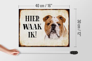 Panneau en bois avec inscription « Dutch Here Waak ik Bulldog » 40x30 cm 4