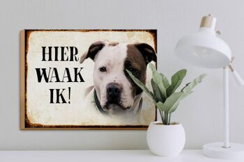 Panneau en bois disant 40x30 cm Dutch Here Waak ik American Pitbull Terrier 3