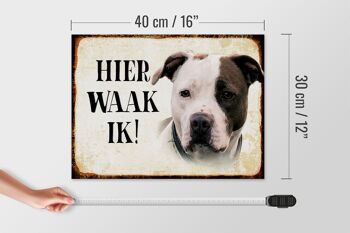Panneau en bois disant 40x30 cm Dutch Here Waak ik American Pitbull Terrier 4