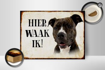 Panneau en bois avec inscription « Dutch Here Waak ik Pitbull Terrier » 40 x 30 cm. 2