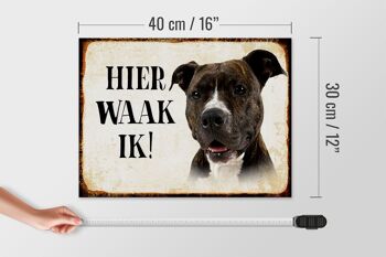 Panneau en bois avec inscription « Dutch Here Waak ik Pitbull Terrier » 40 x 30 cm. 4
