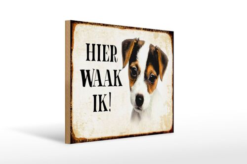 Holzschild Spruch 40x30 cm holländisch Hier Waak ik Jack Russell Terrier Puppy