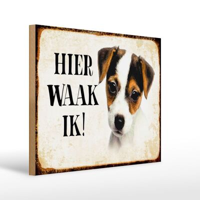 Cartello in legno con scritta 40x30 cm Dutch Here Waak ik Jack Russell Terrier Puppy