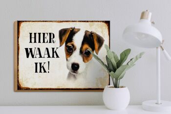 Panneau en bois disant 40x30 cm Dutch Here Waak ik Jack Russell Terrier Puppy 3