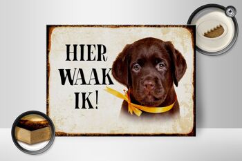 Panneau en bois avec inscription « Dutch Here Waak ik Labrador Puppy » 40 x 30 cm. 2