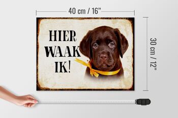 Panneau en bois avec inscription « Dutch Here Waak ik Labrador Puppy » 40 x 30 cm. 4