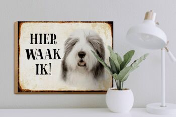 Panneau en bois avec inscription « Dutch Here Waak ik Bobtail Dog » 40 x 30 cm. 3