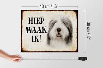Panneau en bois avec inscription « Dutch Here Waak ik Bobtail Dog » 40 x 30 cm. 4