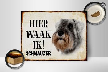 Panneau en bois avec inscription « Dutch Here Waak ik Schnauzer dog » 40 x 30 cm. 2