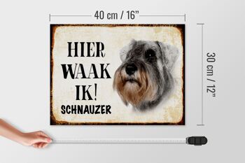 Panneau en bois avec inscription « Dutch Here Waak ik Schnauzer dog » 40 x 30 cm. 4