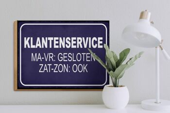 Panneau en bois 40x30 cm Panneau néerlandais Klantenservice MA-VR Gesloten 3