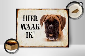 Panneau en bois avec inscription « Dutch Here Waak ik Boxer Dog » 40x30 cm 2