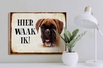 Panneau en bois avec inscription « Dutch Here Waak ik Boxer Dog » 40x30 cm 3