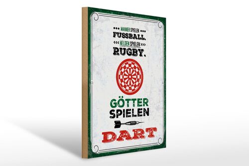 Holzschild Spruch 30x40 cm Männer Fußball Helden Rugby Götter Dart Deko Schild