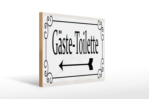 Holzschild Hinweis 40x30 cm Gäste-Toilette links Pfeil Deko Schild