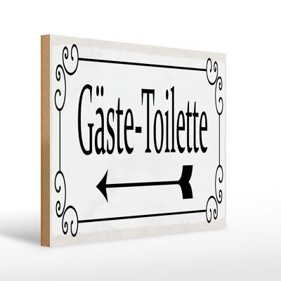 Holzschild Hinweis 40x30 cm Gäste-Toilette links Pfeil Deko Schild