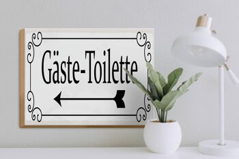 Panneau en bois 40x30 cm toilettes invités flèche gauche panneau décoratif 3