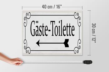 Panneau en bois 40x30 cm toilettes invités flèche gauche panneau décoratif 4