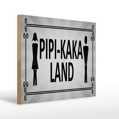 Cartel de madera aviso 40x30 cm Pipi-Kaka Land cartel decorativo aseo