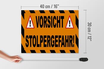 Panneau d'avertissement en bois 40x30 cm Attention risque de trébucher point d'exclamation panneau décoratif 4
