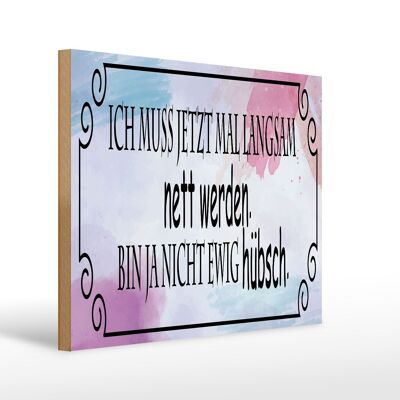 Holzschild Spruch 40x30 cm ich muss mal langsam nett werden Deko Schild