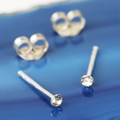 Tiny Sterling Silver Crystal Stud Earrings