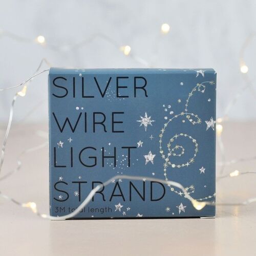 30 Battery Powered LED Silver Wire String Lights