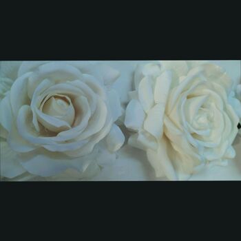 PEINTURE MATÉRIELLE SUR TOILE 30X40 CM AVEC DEOSPRAY avec roses appliquées en tissu velours) "PEINTURE PARFUMÉE" 5
