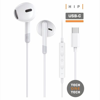 Écouteurs intra-auriculaires HIP blancs avec USB-C