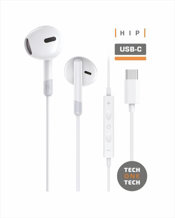 Écouteurs intra-auriculaires HIP blancs avec USB-C 1