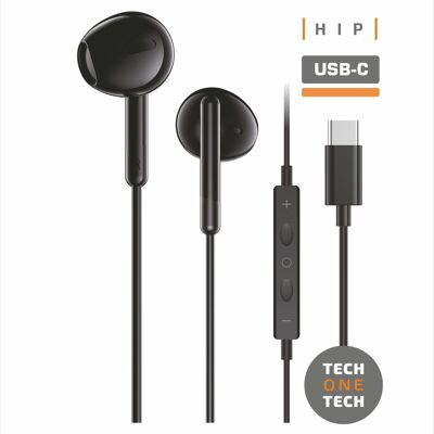Écouteurs intra-auriculaires HIP noirs avec USB-C