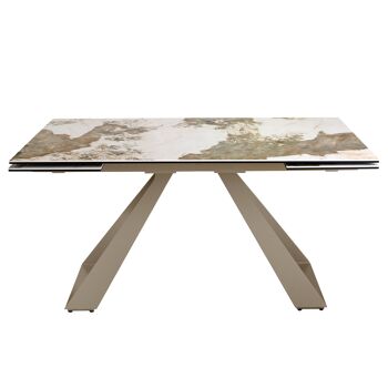 Table à manger rectangulaire extensible en marbre porcelaine et acier couleur champagne 1117 6