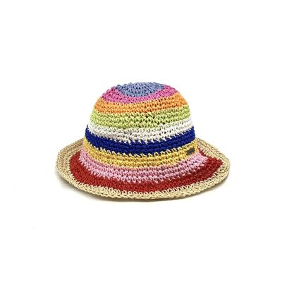 Sombrero de pescador trenzado Sombrero de crochet multicolor para mujer