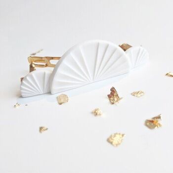 White and gold fan barrette - N°08 1