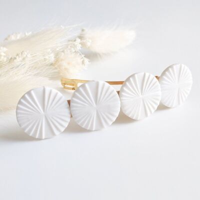 White and gold fan barrette - N°10