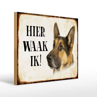Cartello in legno con scritta "Dutch Here Waak ik Shepherd Dog" 40x30 cm