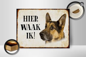 Panneau en bois avec inscription « Dutch Here Waak ik Shepherd Dog » 40x30 cm 2