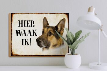 Panneau en bois avec inscription « Dutch Here Waak ik Shepherd Dog » 40x30 cm 3