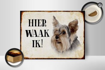 Panneau en bois disant 40x30 cm Dutch Here Waak ik Yorkshire Terrier décoration de chien 2